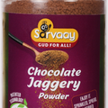 Sarvaay Chocolate Jaggery Powder jar with chemical free jaggery and cocoa blend for healthy snacking or milk based chocolate drinks