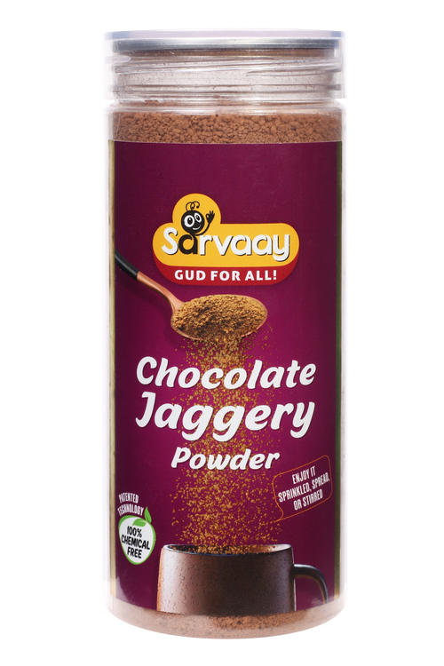 Sarvaay Chocolate Jaggery Powder 200gm jar with rich cocoa and jaggery