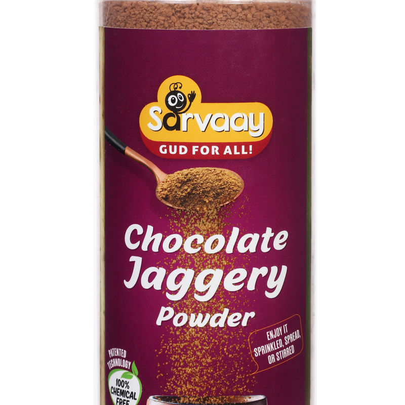 Sarvaay Chocolate Jaggery Powder 200gm jar with rich cocoa and jaggery