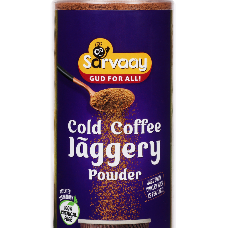 Sarvaay Cold Coffee Jaggery Powder organic jar for healthy cold coffee