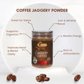 Health benefits of Sarvaay Organic Jaggery Coffee Powder including immunity boost, energy, digestion support, and natural sweetness