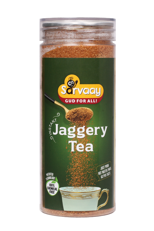 Sarvaay 200gm Organic Jaggery Tea Powder jar for Gud ki chai and Tea with Jaggery
