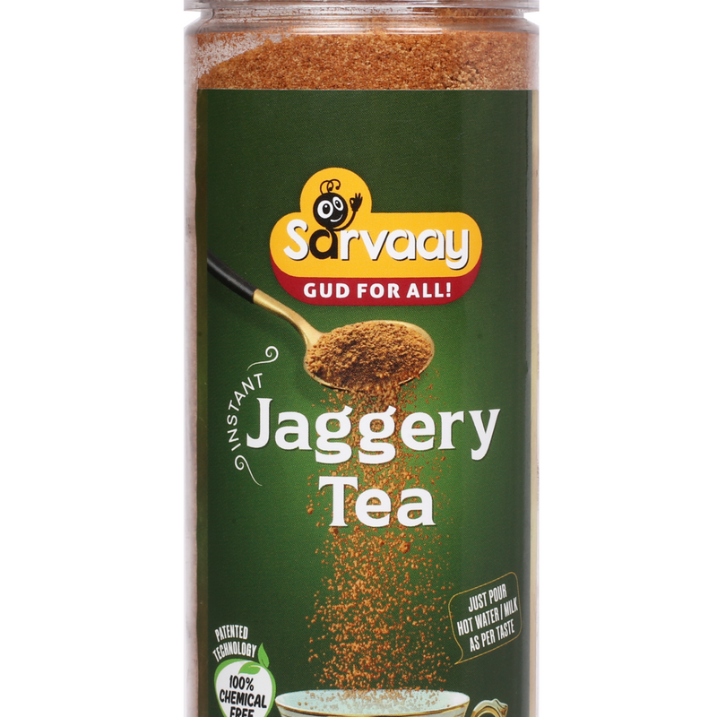 Sarvaay 200gm Organic Jaggery Tea Powder jar for Gud ki chai and Tea with Jaggery