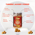 Health benefits of Sarvaay Organic Turmeric Jaggery Powder including immunity boost, inflammation relief, and natural detox
