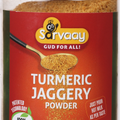 Sarvaay Turmeric Jaggery Powder jar made with 100 percent chemical free jaggery and turmeric for natural immunity and daily wellness.
